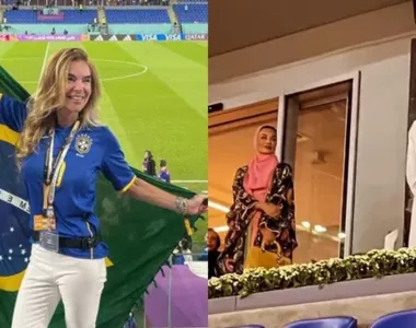 O casal mais rico do país do Oriente Médio assistiu ao jogo entre Brasil x Suíça, assim como mulher de Galvão Bueno