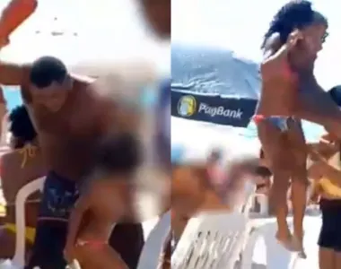 Homem espanca duas crianças na praia