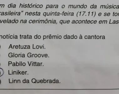 Liniker foi citada em prova da PM-BA