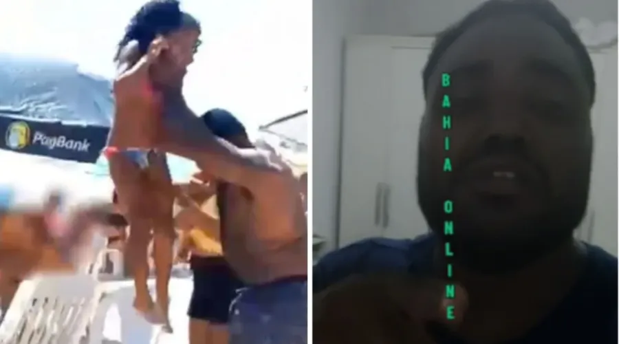 Homem foi flagrado espancando crianças na areia da praia de Itapuã