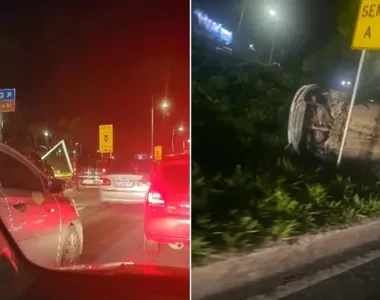 O acidente aconteceu já no final da noite deste sábado (17) e deixou o trânsito complicado na via