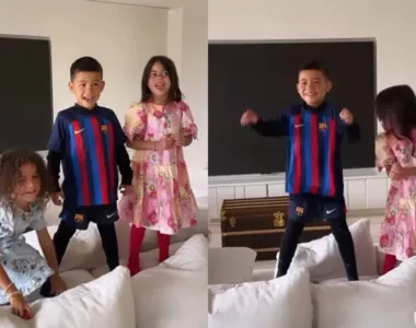 Filho de CR7, Mateo Ronaldo, aparece em vídeo usando uniforme infantil do Barcelona