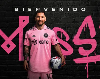 Arte divulgada pelo Inter Miami de Messi com a camisa do clube