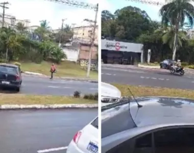 Motorista faz manobra arriscada para entrar em motel