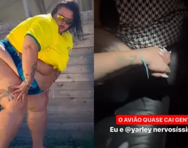 Thais Carla postou em seus  stories o susto que passou no avião