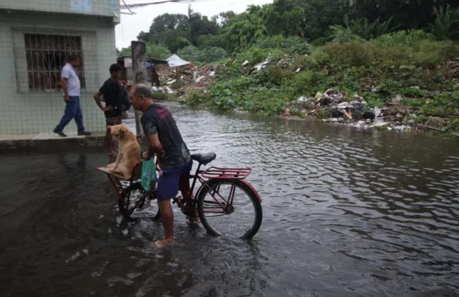 Imagem ilustrativa da imagem Chuvas causam transtornos em Salvador e a galera se vira como pode