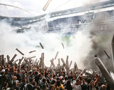 Torcida do Botafogo comemora vitória contra o Coritiba