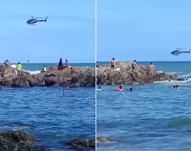 Correnteza teria levado um dos homens, porém um surfista quase acabou afogado