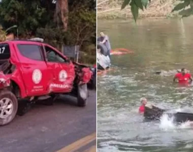 Funcionários do Corpo de Bombeiros foram atingido por carreta desgovernada