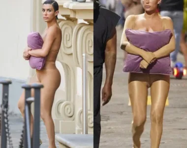 Esposa de Kanye West é flagrada com look inusitado