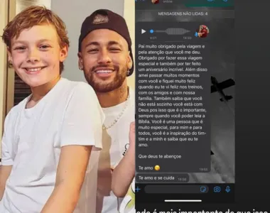 Neymar mostra mensagem carinhosa e emocionante que recebeu do filho, Davi Lucca