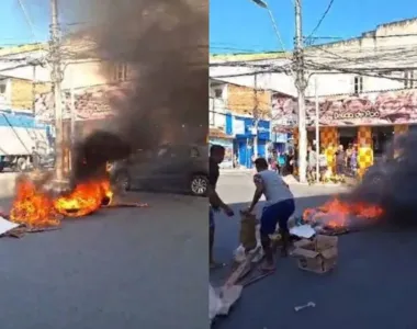 Ambulantes encheram as estradas de objetos em chamas