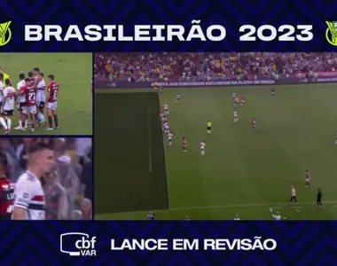 São Paulo reclamou de impedimento na origem do pênalti marcado para o Flamengo