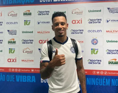 Rafael Ratão na zona mista da Arena Fonte Nova