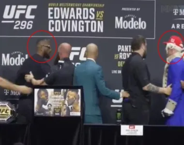 A briga ocorreu durante a coletiva de imprensa da luta entre Covington e Edwards