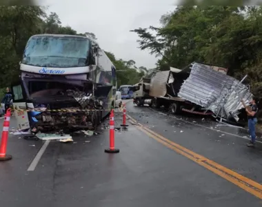 Motorista do ônibus não resistiu aos ferimentos e morreu no local