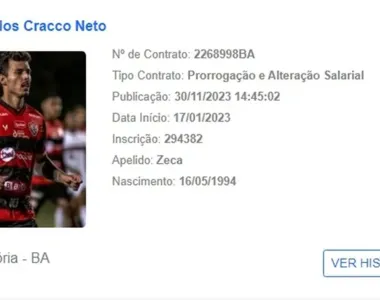 Zeca sai no BID e está confirmado no Vitória em 2024