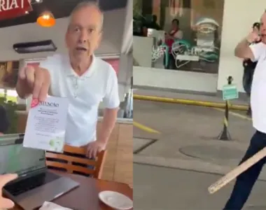 O homem foi atrás do cliente com um pedaço de pau