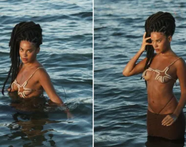 Bella Campos curte banho de mar na Bahia