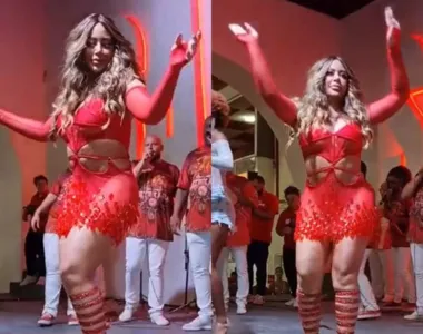 Rafaella Santos dançou ao lado de passistas da Beija-Flor
