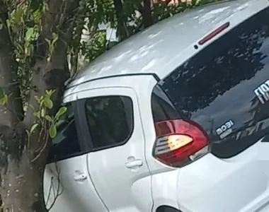 Na tentativa de fuga, o lalau bateu o carro contra uma árvore na região de Salvador