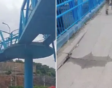 Parte de uma passarela do KM 622 cedeu