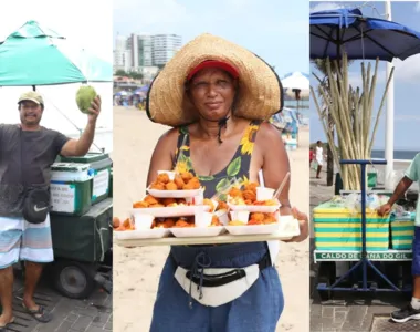 Vendedores encontraram muitos turistas na praia, nesta quinta-feira (4)
