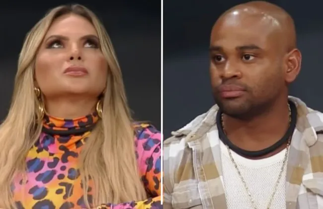 Imagem ilustrativa da imagem A Fazenda: Cezar Black cospe na cara de Kally e gera polêmica