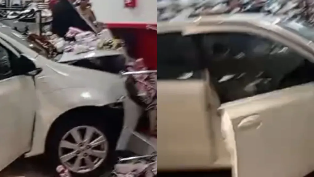 Carro invadiu CeA de Shopping na Barra