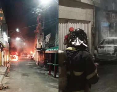 Carros foram incendiados na madrugada desta quinta-feira (29)