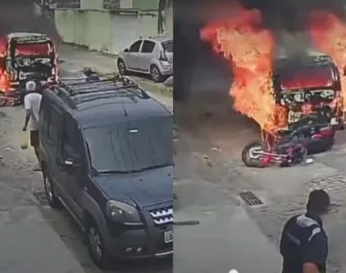 Kombi em chamas teria sofrido pane elétrica