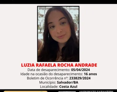 Luzia Rafaela foi encontrada neste sábado