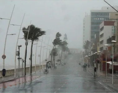 Foto ilustrativa do bairro da Barra em meio a chuva