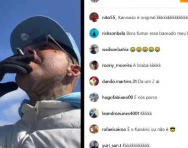 Kannário fuma baseado em live