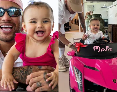 Mavie ganhou um carro elétrico na cor rosa e personalizado com seu nome