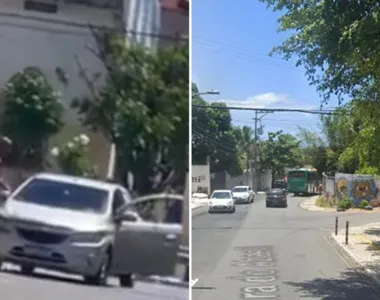 Uma viatura policial encurralou o veículo da vítima e interceptou o ladrão no meio do assalto.