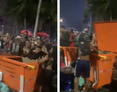Público presente pegou o rapaz que, supostamente, estava praticando roubo na região