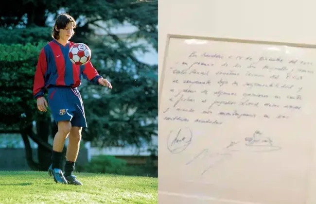 Imagem ilustrativa da imagem ⁠Guardanapo assinado por Messi no Barça vai a leilão por ‘bolada’