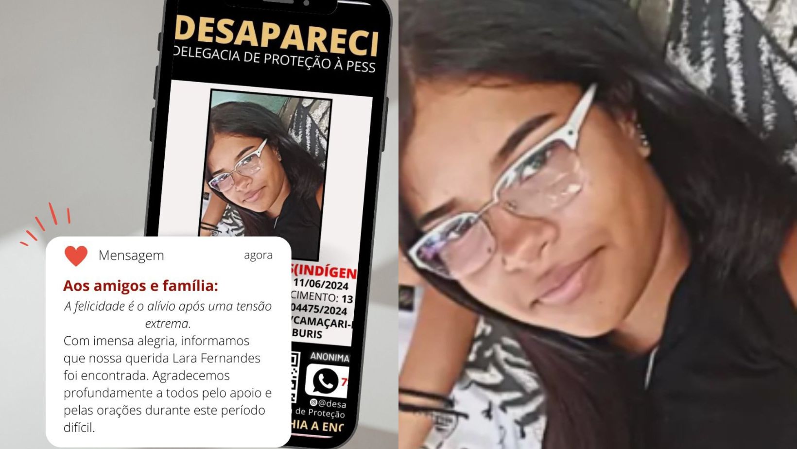 Lara Silva Fernandes foi encontrada nesta quinta-feira (20)