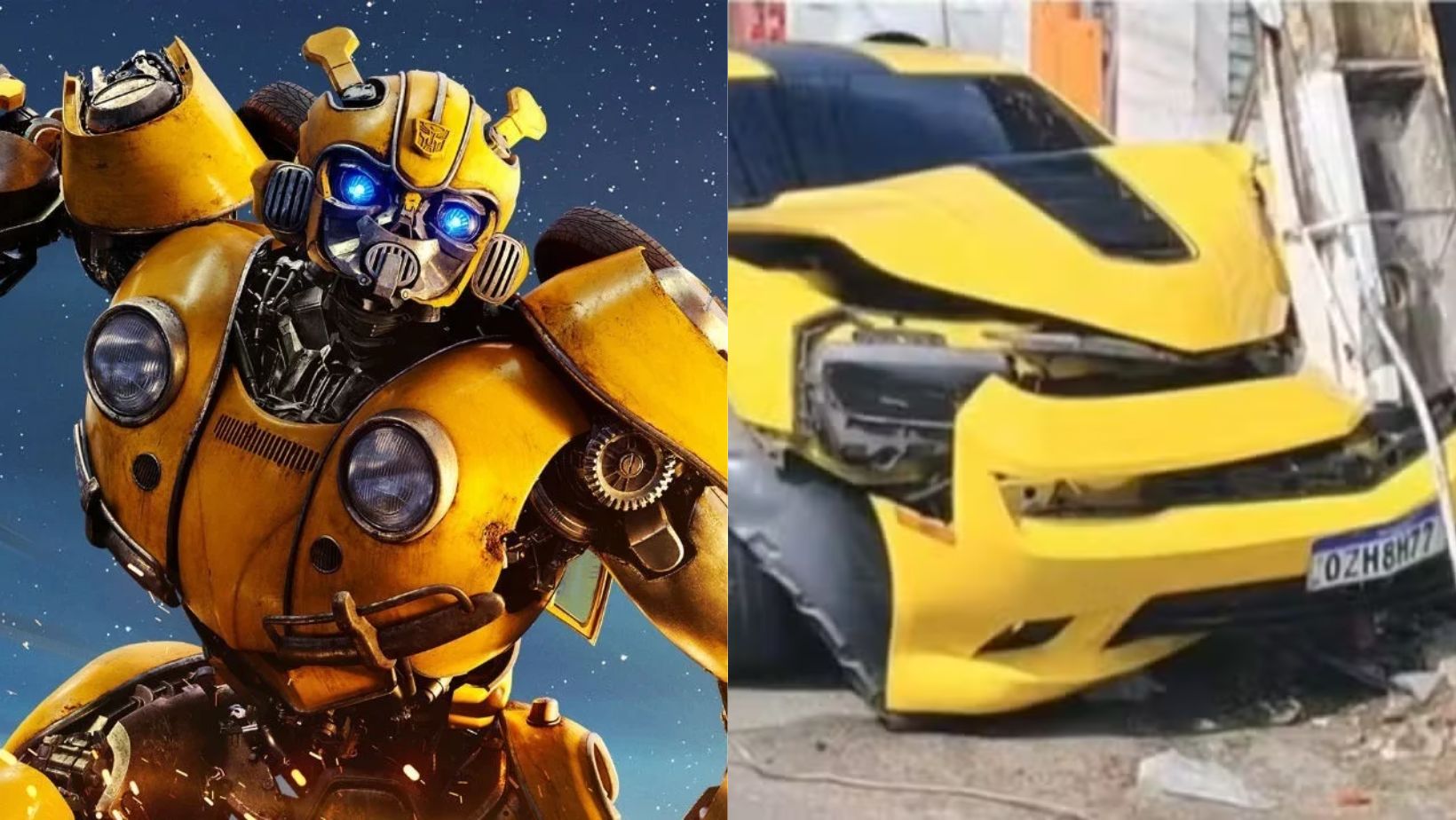 Carro era de um modelo semelhante ao do robô Bumblebee do filme Transformers