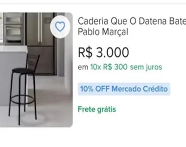 Anúncios de cadeiras similares à que foi utilizada pelo apresentador surgiram em plataformas