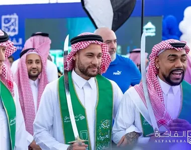 Jorge Jesus, Neymar e Malcom em evento do Al-Hilal em comemoração ao Dia Nacional Saudita