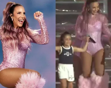 As filhas gêmeas de Ivete, Marina e Helena, subiram ao palco, encantando os presentes