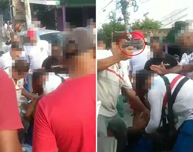 Com camisa azul, o homem pertenceria ao grupo de oposição ao que os eleitores faziam caminhada