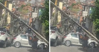 Imagem ilustrativa da imagem Mulher perde o controle e bate carro em poste em Pau da Lima