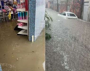 Alagamento causado por chuvas fortes em Pojuca