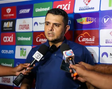 Leonardo Galbes durante entrevista coletiva no Bahia