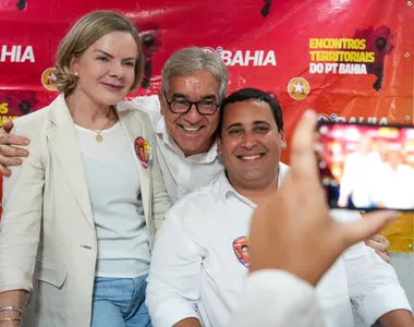 Gleisi Hoffmann, Zé Neto e Eden Valadares, presidente do PT Bahia