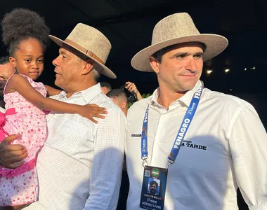 Presidente do Grupo A TARDE, João Mello Leitão, e o governador da Bahia, Rui Costa