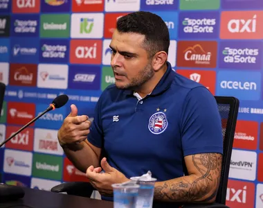 Leonardo Galbes durante entrevista coletiva no Bahia